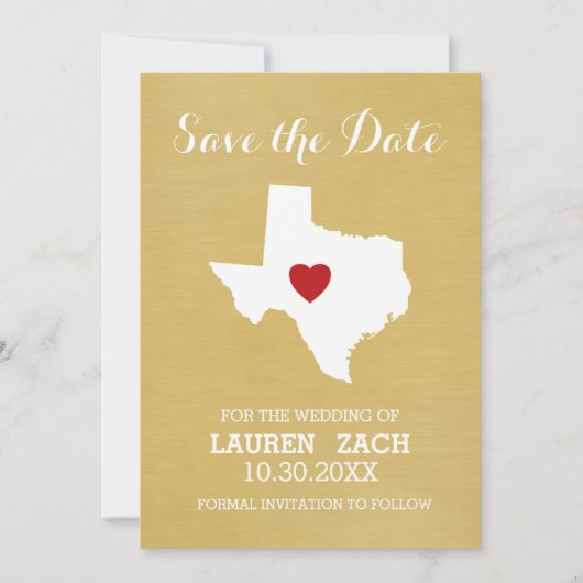 Zuhause Staat Wedding speichern das Datum Texas Save The Date (Vorderseite)