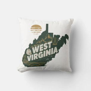Zuhause Staat West Virginia Retro Color Kissen