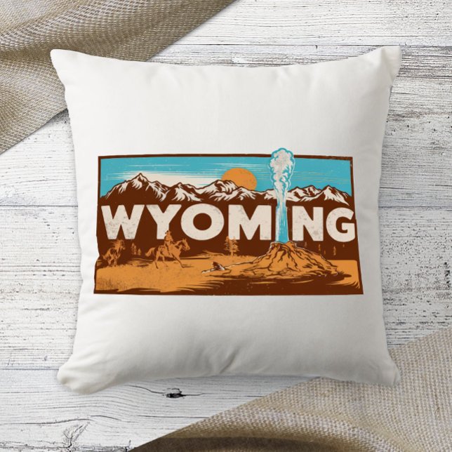 Zuhause Staat Wyoming Retro Color Kissen (Von Creator hochgeladen)