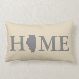 Zuhause-Staats-Illinoisgrau u. -creme Lendenkissen