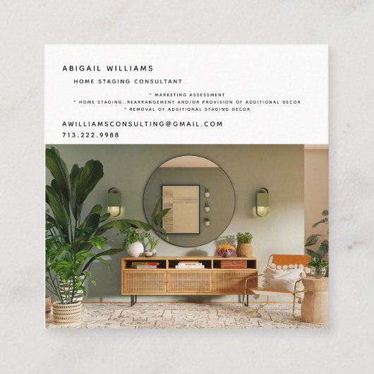 Zuhause-Stationierung des Fotos für benutzerdefini Quadratische Visitenkarte (Rückseite)