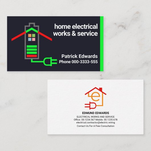 Zuhause-Stromkreis für die elektrische Akkuzelle Visitenkarte (Vorne/Hinten)