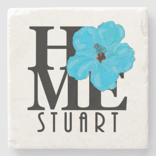 ZUHAUSE Stuart Florida Blue Hibiskus Steinuntersetzer