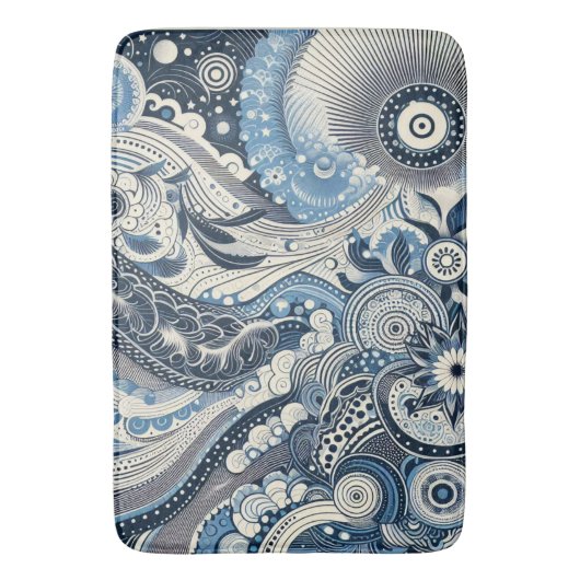 Zuhause Studio Indigo Bloom Badematte (Vorderseite Vertikal)