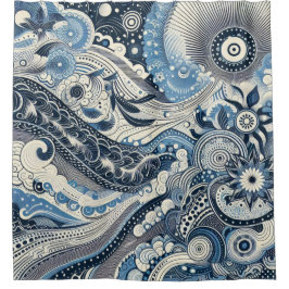 Zuhause Studio Indigo Bloom Duschvorhang