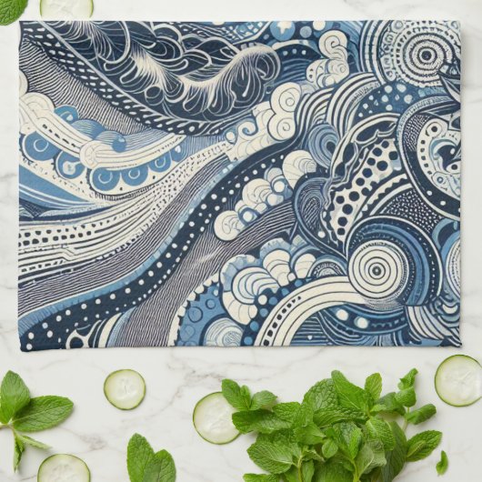 Zuhause Studio Indigo Bloom Geschirrtuch (Gefaltet)