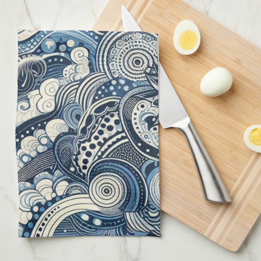 Zuhause Studio Indigo Bloom Geschirrtuch (Viertel Falte)