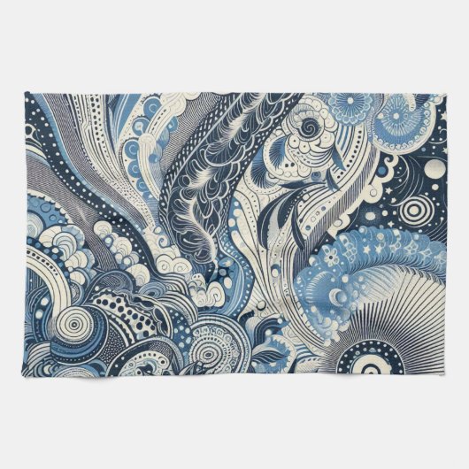 Zuhause Studio Indigo Bloom Geschirrtuch (Horizontal)