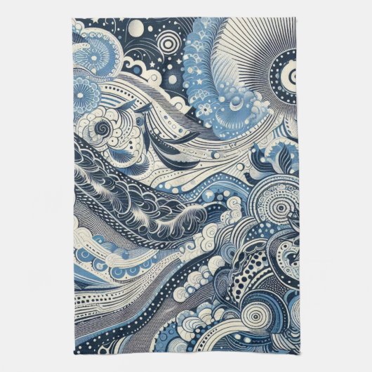 Zuhause Studio Indigo Bloom Geschirrtuch (Vertikal)