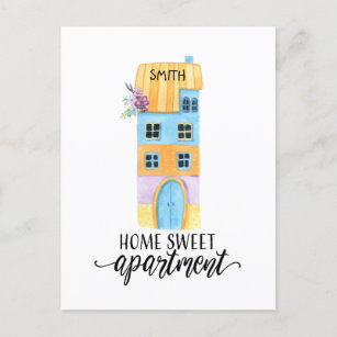 Zuhause-süße Wohnungs-bewegliche Postkarte