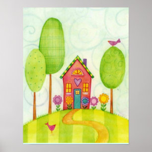 Zuhause Süßer Zuhause-Aquarelldruck Poster