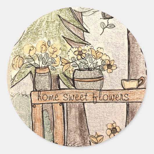 Zuhause Süßes Blume Runder Aufkleber (Vorderseite)