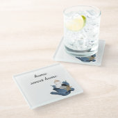 Zuhause Süßes Zuhause-blaues Muschelbukett an der Glasuntersetzer (Schrägansicht)