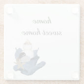 Zuhause Süßes Zuhause-blaues Muschelbukett an der Glasuntersetzer (Rückseite)