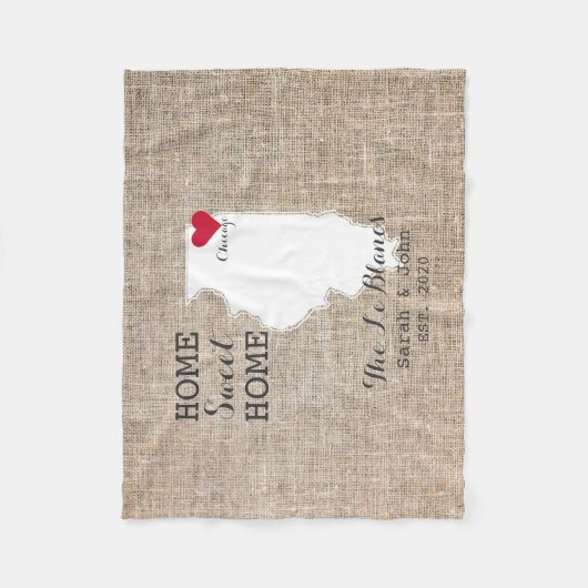 Zuhause-süßes Zuhause | Chicago Illinois rustikal Fleecedecke (Vorderseite)