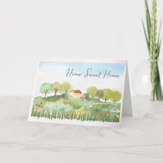 Zuhause Süßes Zuhause Gemütliches Aquarell Karte