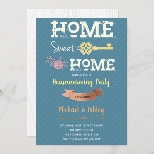 Zuhause Süßes Zuhause-Haus Erwärmung Einladung (Vorne/Hinten)