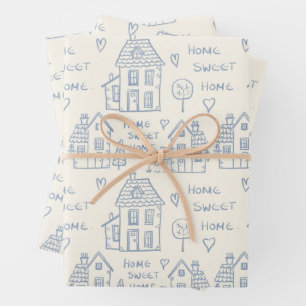 Zuhause Süßes Zuhause-Packpapier Geschenkpapier Set
