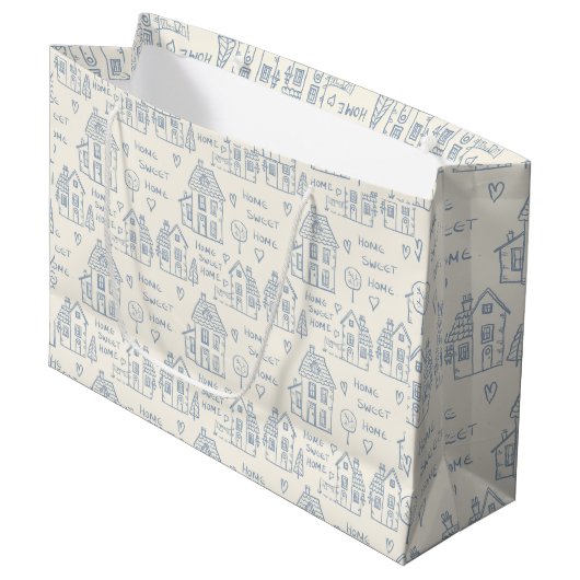 Zuhause Süßes Zuhause-Packpapier Große Geschenktüte (Vorderseite Schrägansicht)