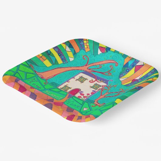 Zuhause-Süßes Zuhause Pappteller (Gewinkelt)