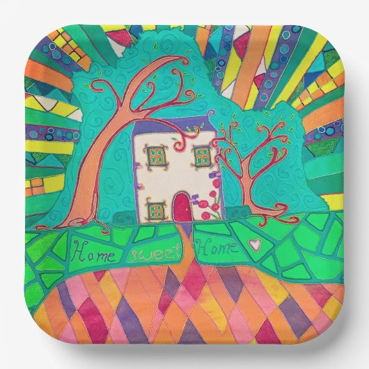 Zuhause-Süßes Zuhause Pappteller (Vorderseite)