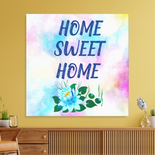 Zuhause Süßes Zuhause, schöne blaue Blume Leinwanddruck (Insitu (Wohnzimmer))