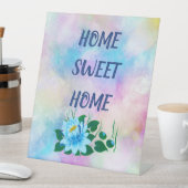 Zuhause Süßes Zuhause, schöne blaue Blume Sockelschild (In Situ)