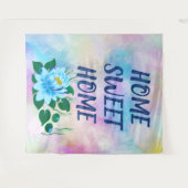 Zuhause Süßes Zuhause, schöne blaue Blume Wandteppich (Vorderseite (Horizontal))