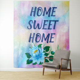 Zuhause Süßes Zuhause, schöne blaue Blume Wandteppich