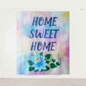 Zuhause Süßes Zuhause, schöne blaue Blume Wandteppich (Vorderseite)