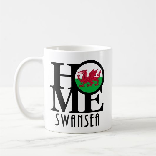 ZUHAUSE Swansea Wales 11oz Kaffeetasse (Links)