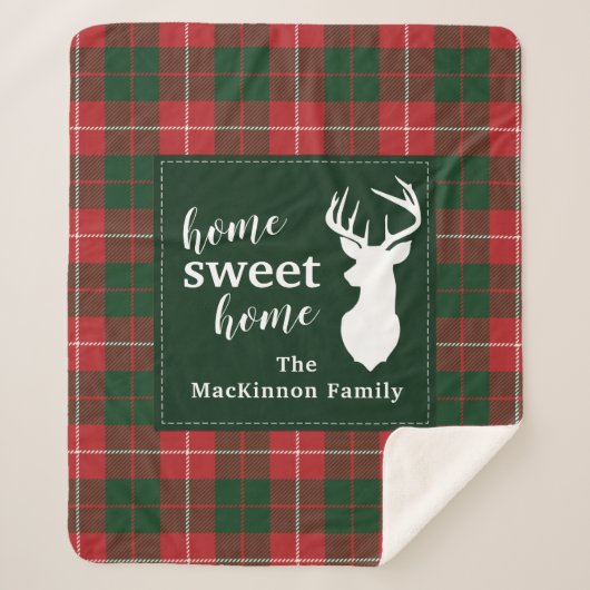 Zuhause Sweet Family Weihnachten Tartan MacKinnon Sherpadecke (Vorderseite)