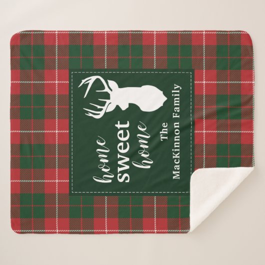 Zuhause Sweet Family Weihnachten Tartan MacKinnon Sherpadecke (Vorderseite (Horizontal))