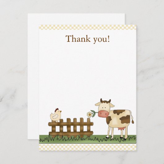 Zuhause Sweet Farm Cow Danke, Card 4,25 x 5,5 Dankeskarte (Vorne/Hinten)