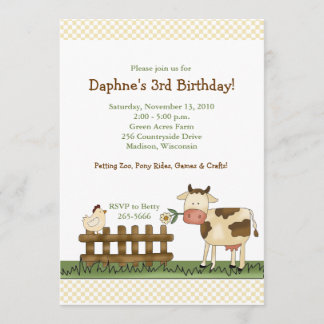 Zuhause Sweet Farm Kuh Geburtstag Einladung 5 x 7