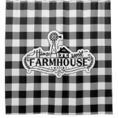 Zuhause Sweet Farmhouse Black and White Buffalo Ka Duschvorhang (Vorderseite)