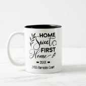 Zuhause Sweet First Zuhause Personalisierte Adress Zweifarbige Tasse (Links)