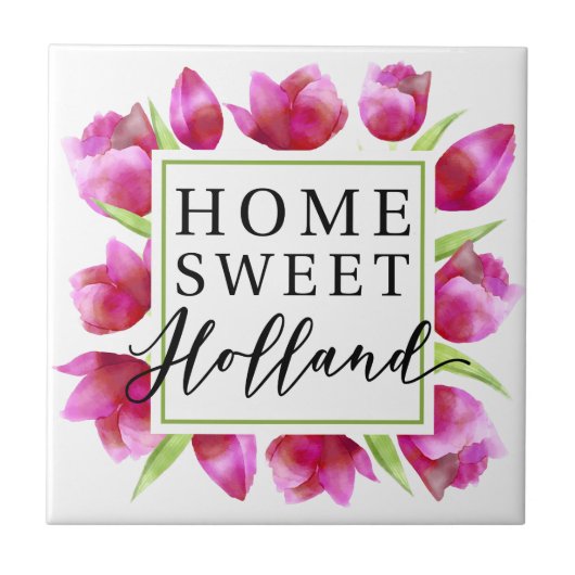 Zuhause Sweet Holland: Pink Tulips Dutch Tulpen Gi Fliese (Vorderseite)