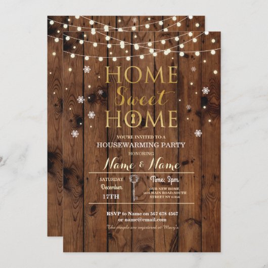 Zuhause Sweet Housewarming Snowflake Weihnachten E Einladung (Vorne/Hinten)