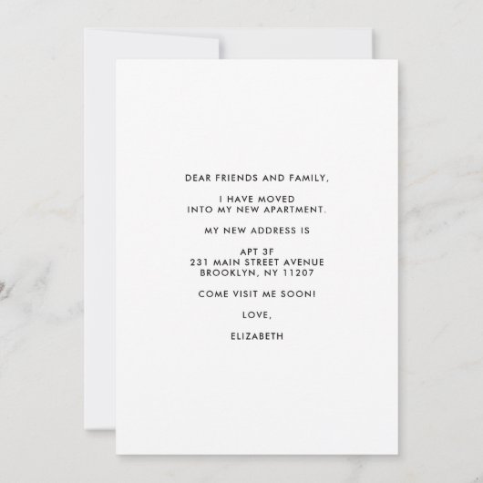 Zuhause Sweet New Apartment Moving Ankündigung (Rückseite)