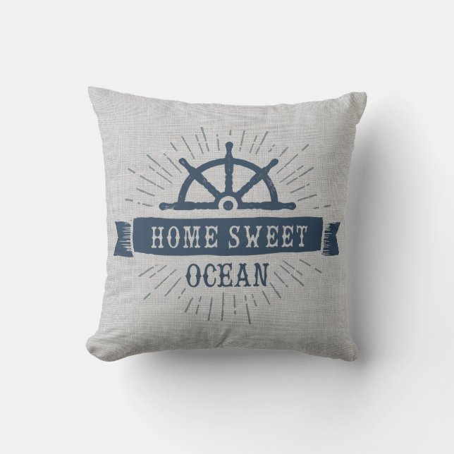 Zuhause Sweet Ocean Captain's Wheel Kissen (Vorderseite)
