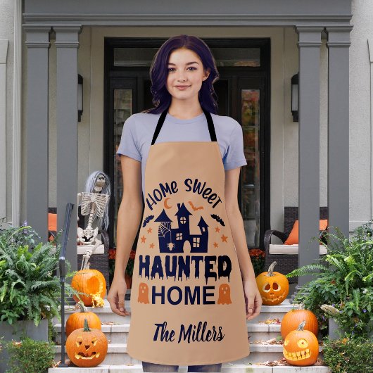 Zuhause Sweet SPUK Zuhause Halloween-Orange-Brauch Schürze