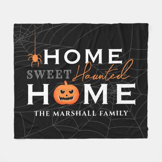 Zuhause Sweet Spuk Zuhause Personalisiert Hallowee Fleecedecke (Vorderseite (Horizontal))