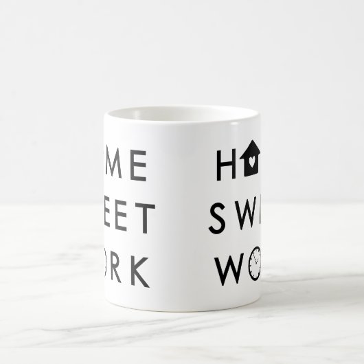 Zuhause Sweet Work Funny Modern Zitat Kaffeetasse (Mittel)