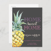 Zuhause Sweet Zuhause, Ananas Gray Neue Adresse Ankündigungspostkarte (Vorne/Hinten)