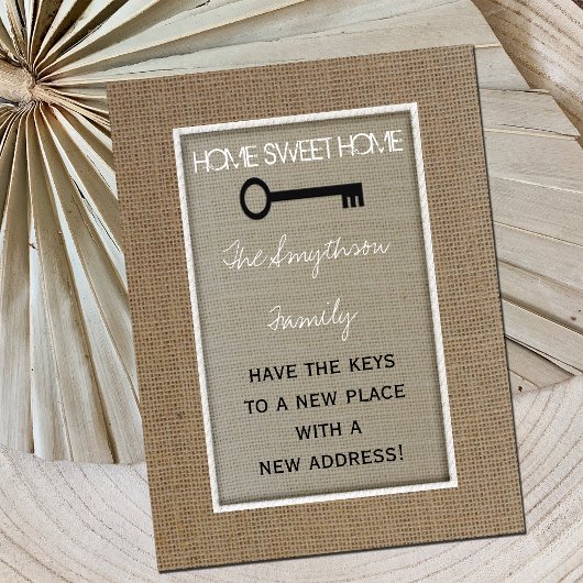 Zuhause Sweet Zuhause Ändern der Adresse Postkarte