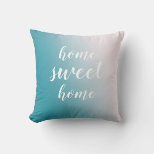 Zuhause Sweet Zuhause Aquamarin und weiß Kissen