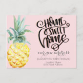 Zuhause Sweet Zuhause, Aquarellfarben Ananas Pink Ankündigungspostkarte (Vorderseite)