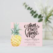 Zuhause Sweet Zuhause, Aquarellfarben Ananas Pink Ankündigungspostkarte (Stehend Vorderseite)