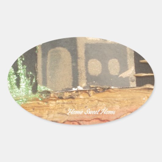 Zuhause Sweet Zuhause Art Print Ovaler Aufkleber (Vorderseite)